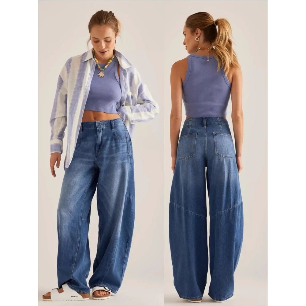 Pilcro Anthropologie The Georgia Full-Length High-Rise Barrel Jeans Womens 32P